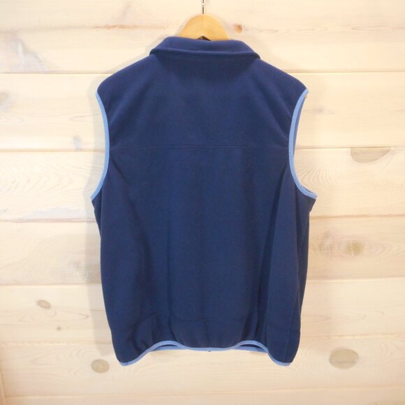 LL Bean Men’s Large Polartec Fleece Vest Full Zip Pockets Navy Blue - Picture 4 of 14